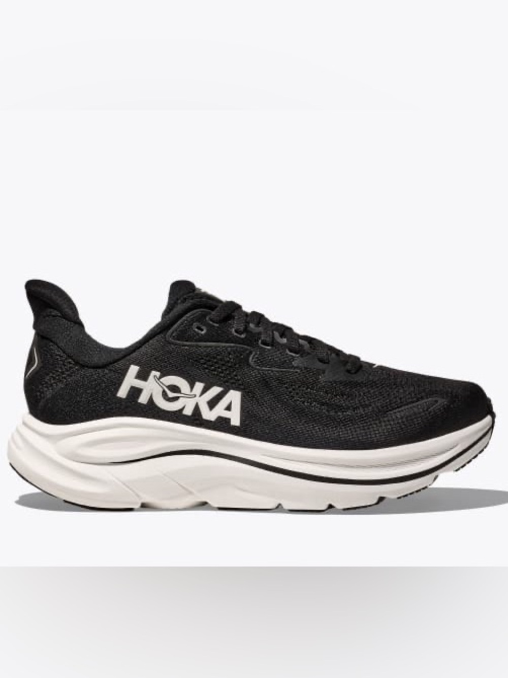 Hoka Clifton 10 Wide Black and White Cushion Running Shoes